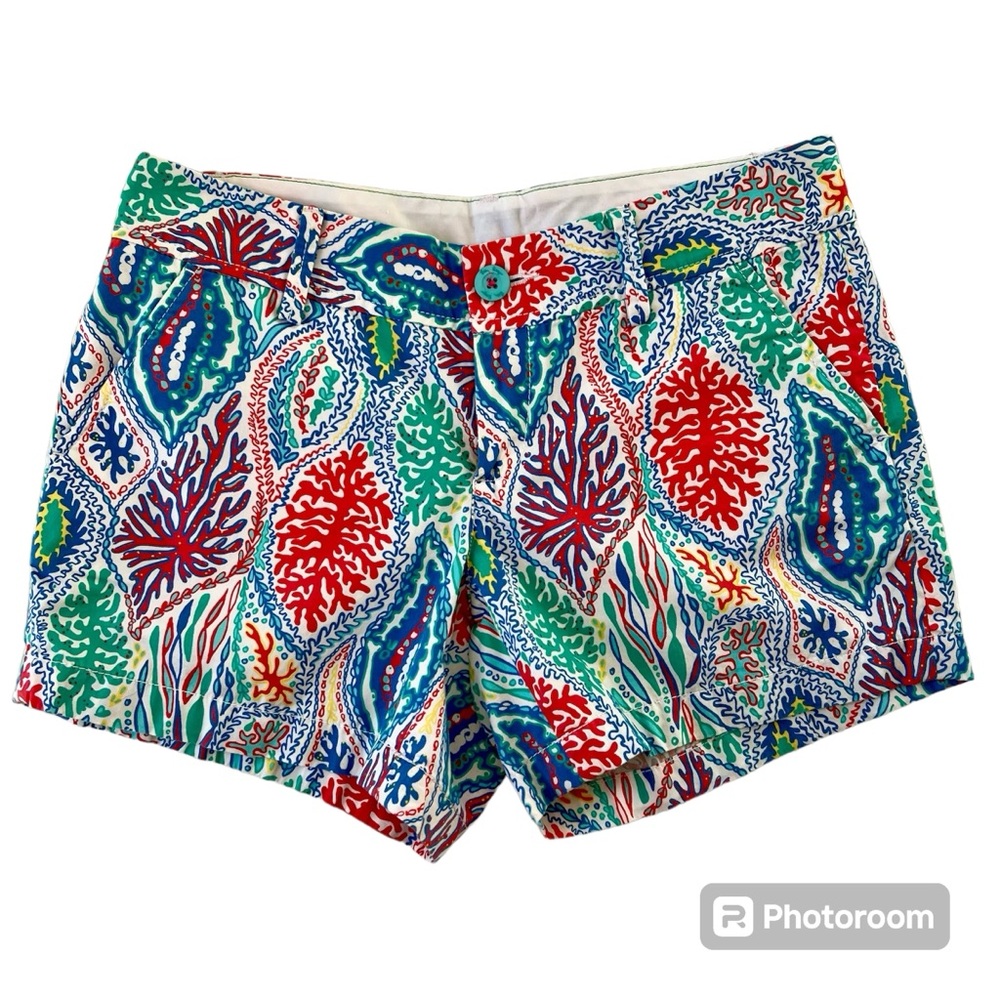 Lilly Pulitzer 100% Cotton Shorts with Colorful Reef Pattern